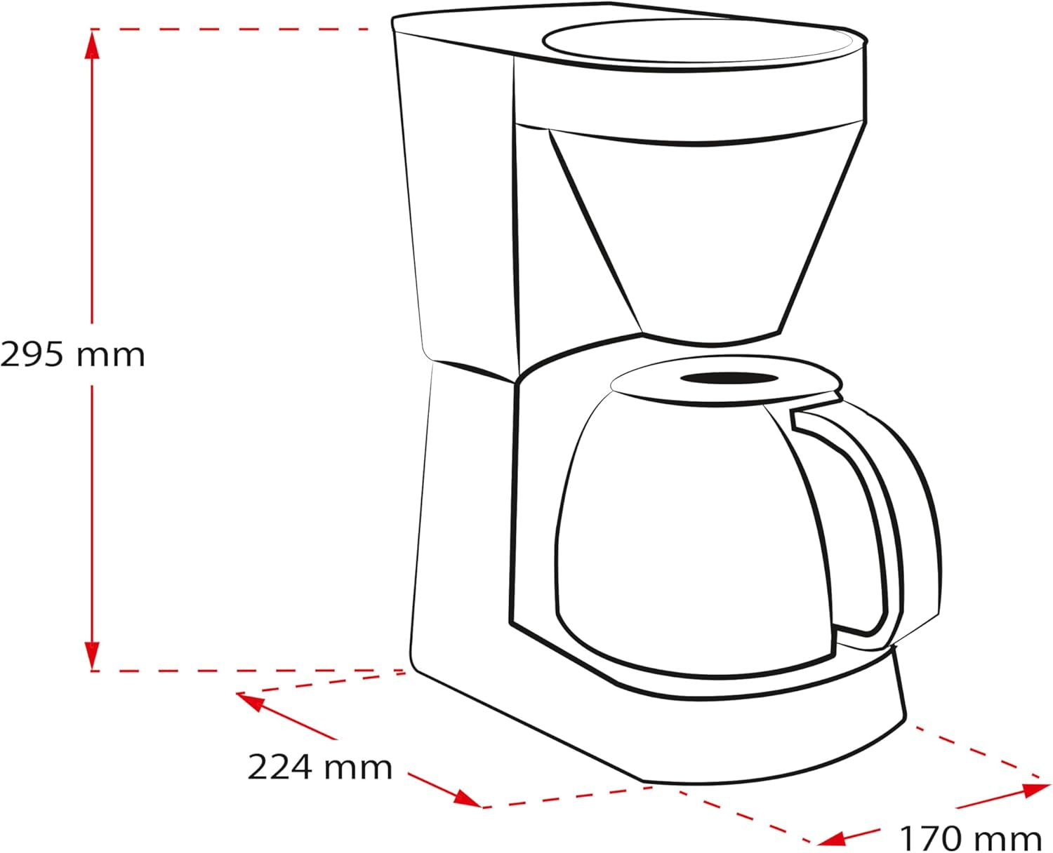 Melitta Easy Top – Espressor cu filtru și carafă din sticlă, pentru până la 10 cești de cafea, din oțel negru/inox