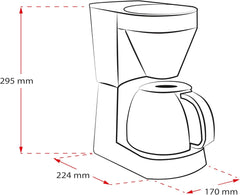 Melitta Easy Top – Espressor cu filtru și carafă din sticlă, pentru până la 10 cești de cafea, din oțel negru/inox