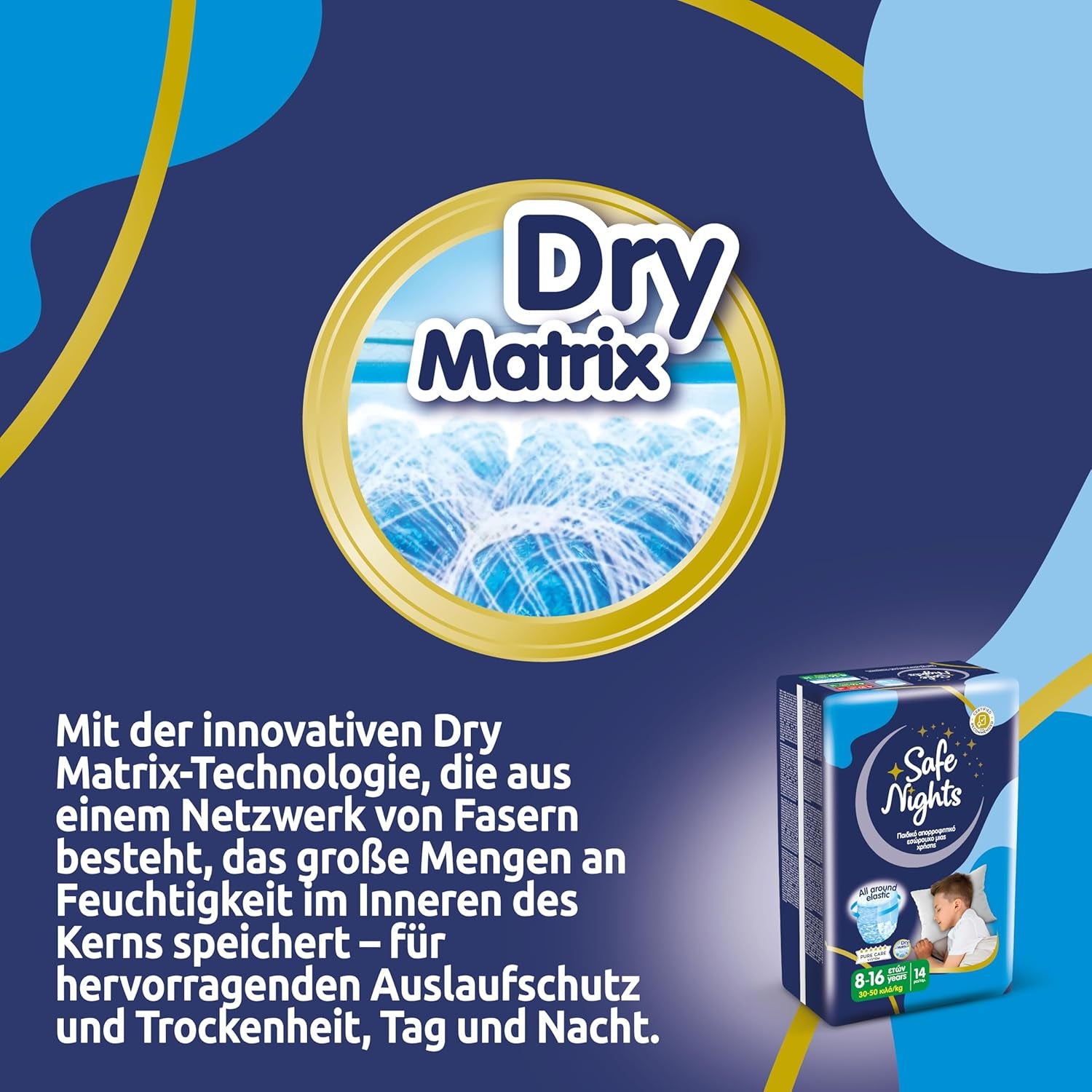 Safe Nights Boy, noční kalhoty pro věk 8-16 let (30-50 kg), 84 kusů