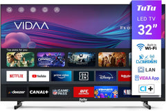 TuTu TUV32HQ1B Smart TV de 32 de inci, televizor LED HD de 80 cm cu Wi-Fi, App Store, tuner triplu (DVB-T/T2, DVB-C, DVB-S/S2), HDMI, USB