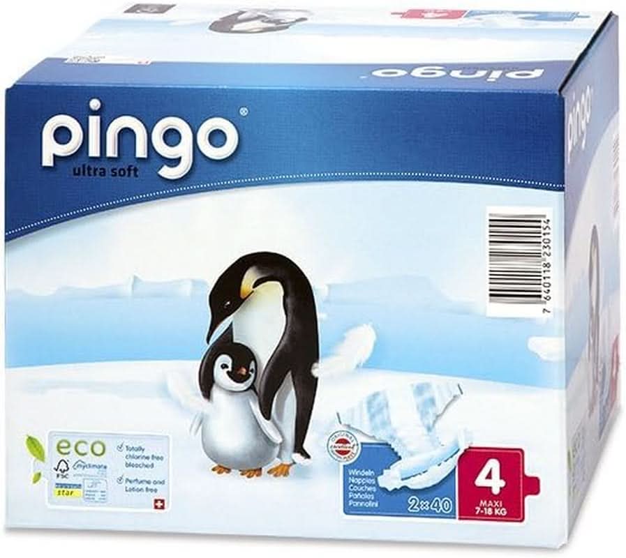 Pingo Ultrasoft, scutece ecologice, diverse marimi Mama si Copilul Naty Shop 4, 7-18 Kg, 80 scutece