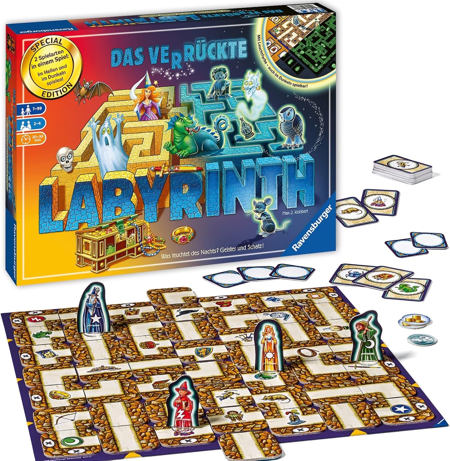 Ravensburger Family Game 26955 - Labirintul Nebun - Joc de Petrecere - Joc clasic pentru 2-4 jucători, joc de societate pentru vârste de 7 ani și peste