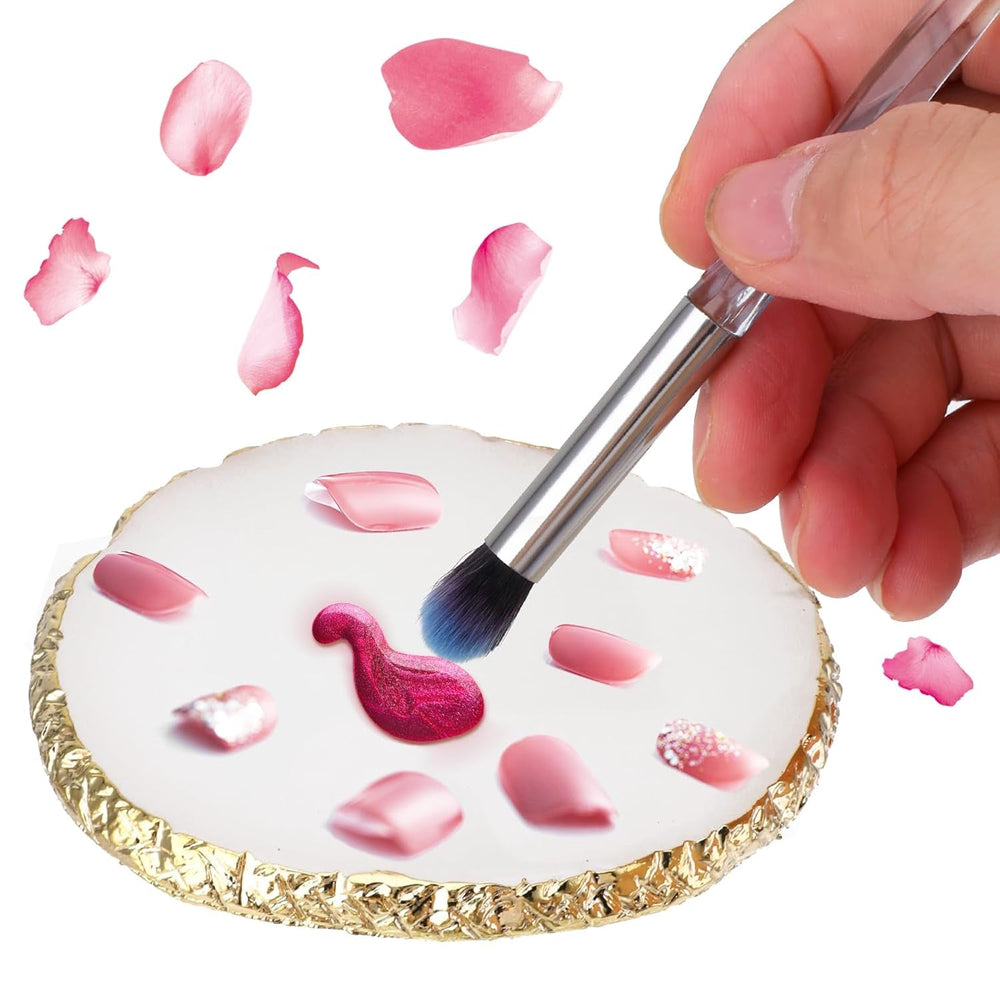 Maniküre Gemalt Palette Nail Art Palette Kunstharz Nagelkunst Nail Art Make up Paletten Nagelmalerei Display Fach Kosmetik Mischwerkzeuge (Weiß)