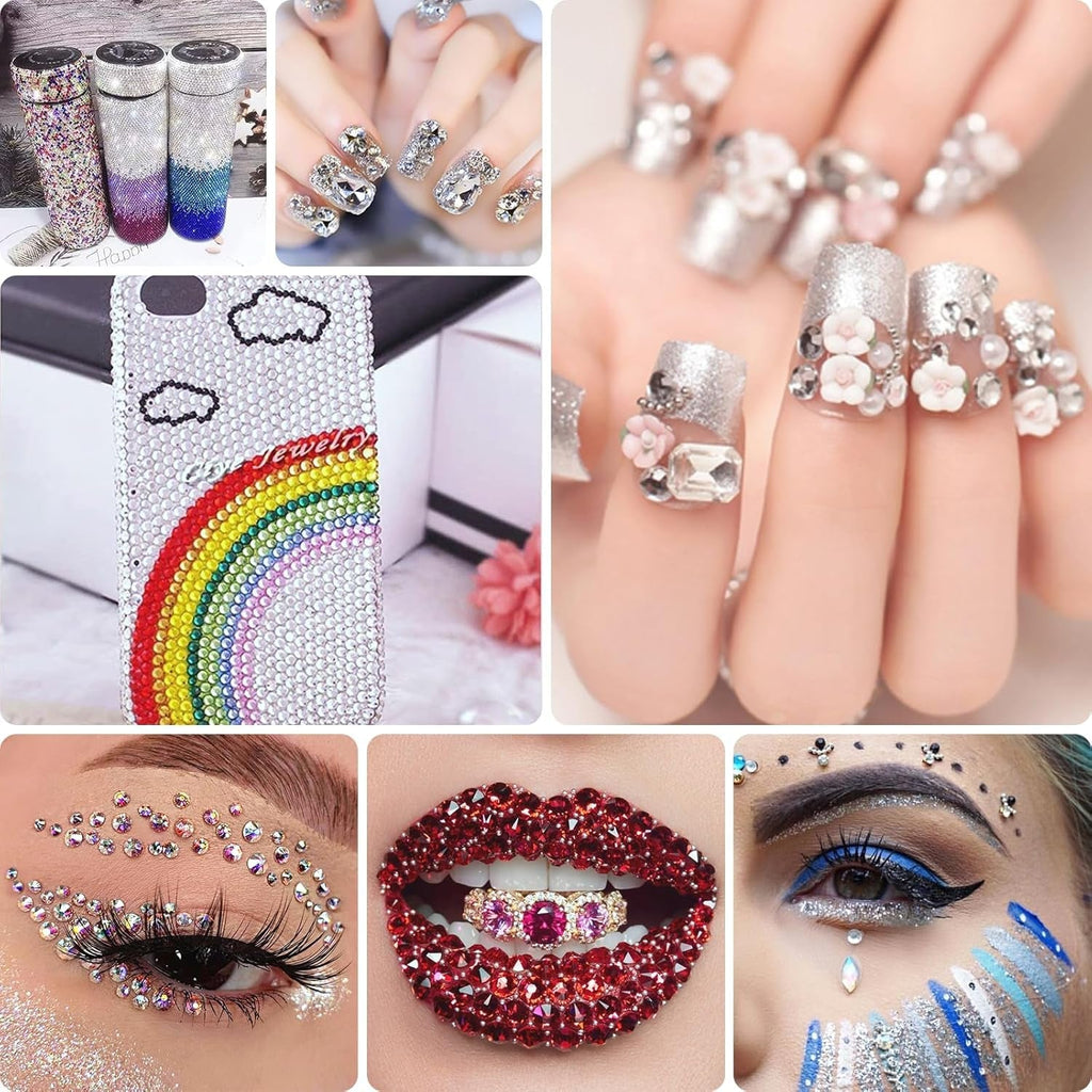 5600 Stück Strasssteine Nägel Nail Art,36 Farben Glitzersteine, Dekorationen Nagelsteine Für Nagelkunst, Einschließlich Wachsstift Für Strasssteine Und Strass-Picker