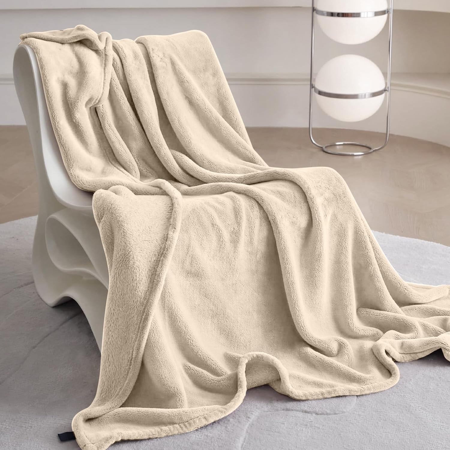 Komfortec pătură pufoasă, pătură confortabilă, pătură fleece, certificată Oeko-Tex, super moale, 150X200 Cm, 260 G/M², bej Paturi si Cuverturi Besuche den Komfortec-Store