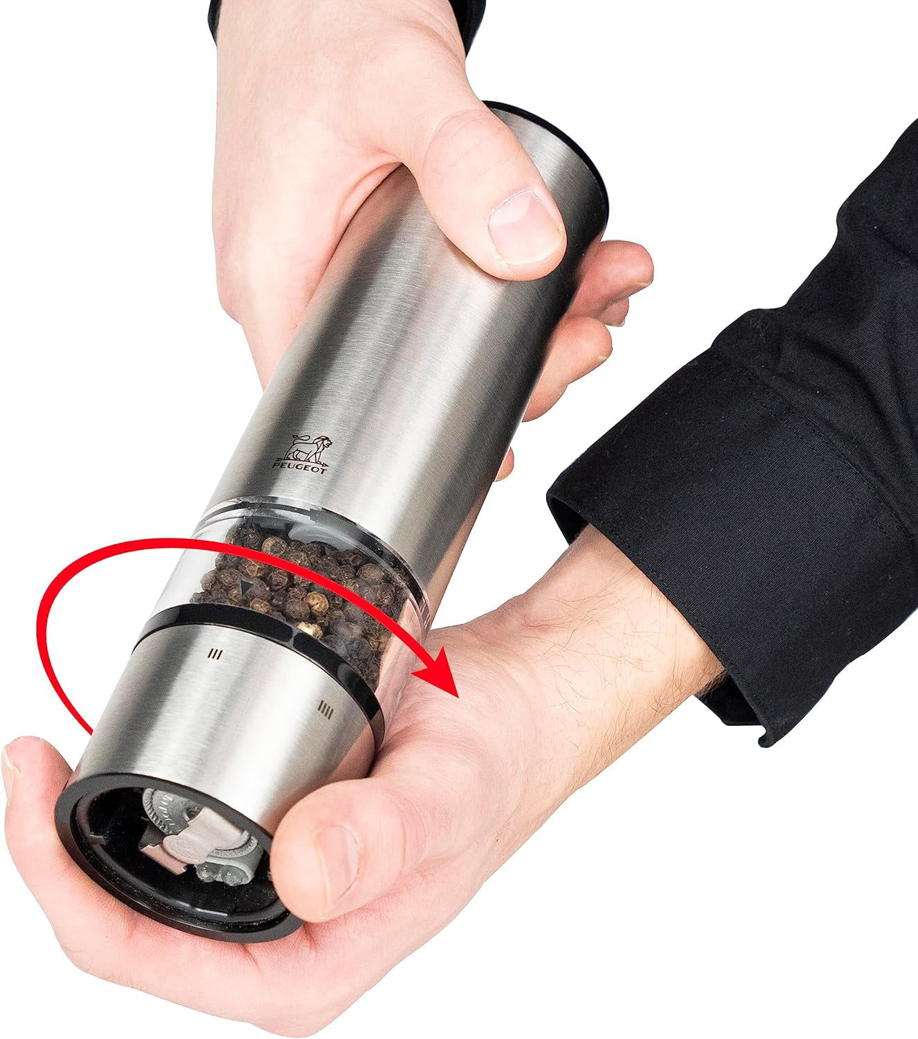 Sada elektrických mlýnků na pepř/sůl PEUGEOT Elis Sense, výška: 20 cm, nerez, stříbrná Mlýnky a mlýnky Naty Shop