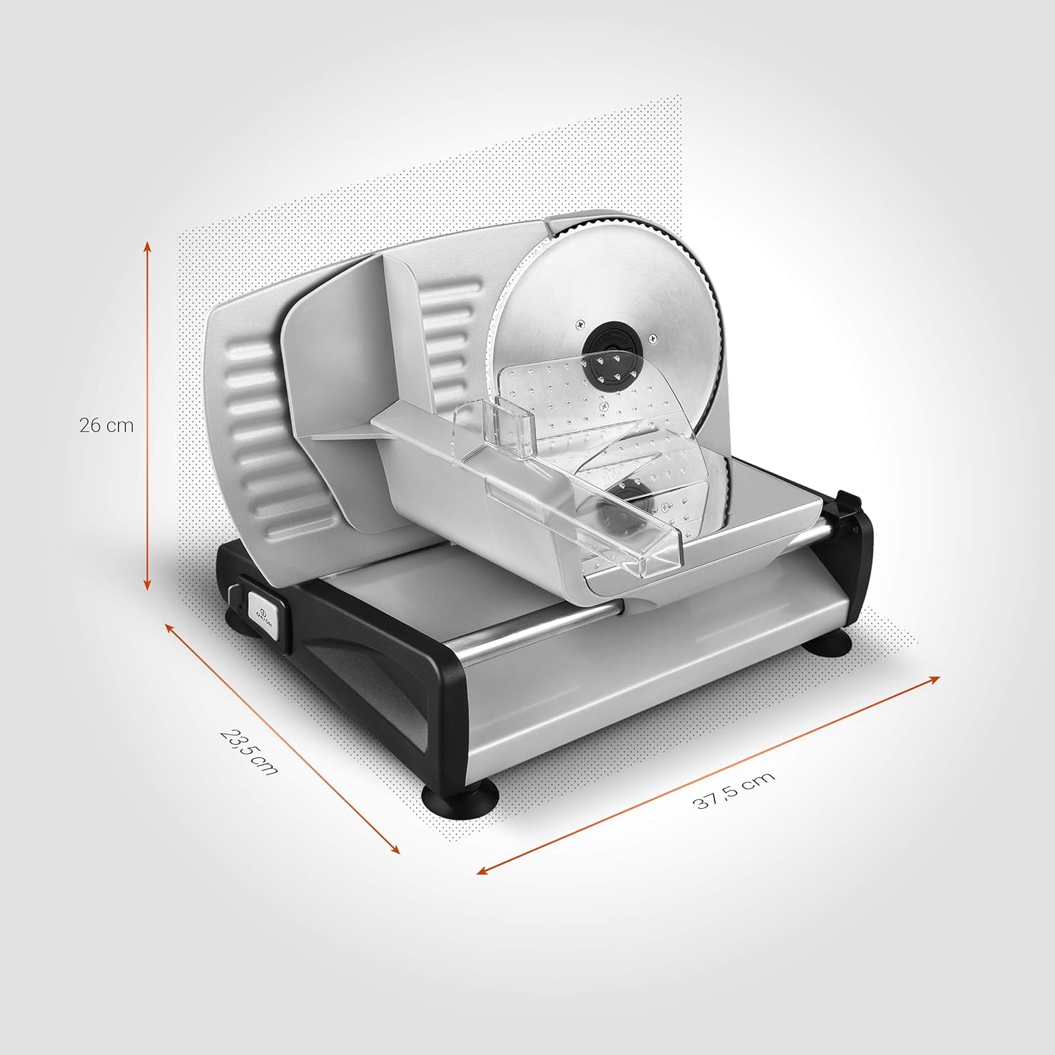 Pojď! Univerzální elektrický kráječ, nerez, 19 cm čepel z nerezové oceli, ovládání tloušťky řezu až 15 mm, 150 W Drtiče a kráječe Naty Shop