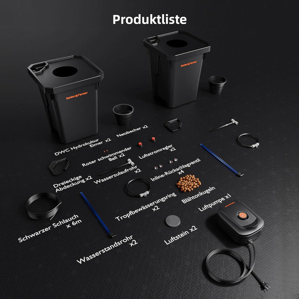 Hydroponický pěstební systém Spider Farmer DWC 27 l/7 galonů hluboká kultivace nový trojúhelníkový design víka s cirkulačním odkapávacím systémem s odkapávací sadou 8W vzduchové čerpadlo 2 kbelíky