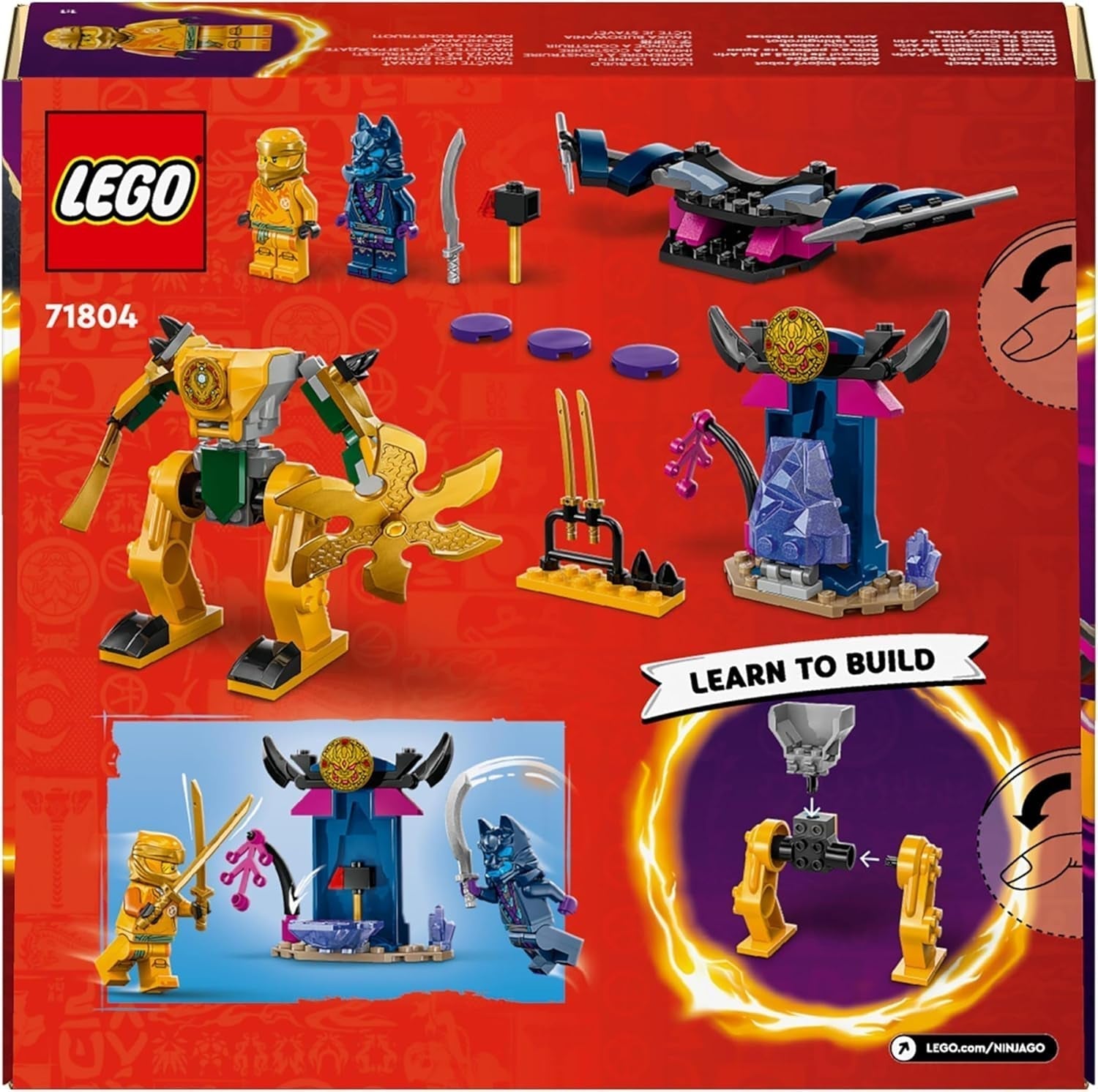 LEGO NINJAGO Arin's Battle Mech, hračka Ninja pro děti od 4 let S figurkami Vč. Arin s mini katanou, akčními figurkami a roboty, malý dárek pro chlapce a dívky 71804 Stavebnice Besuche den LEGO-Store