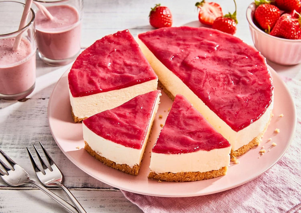 RUF New York Cheesecake Strawberry No Bake, originální americký cheesecake s jahodovou omáčkou, 360 gramů Kitchen Naty Shop