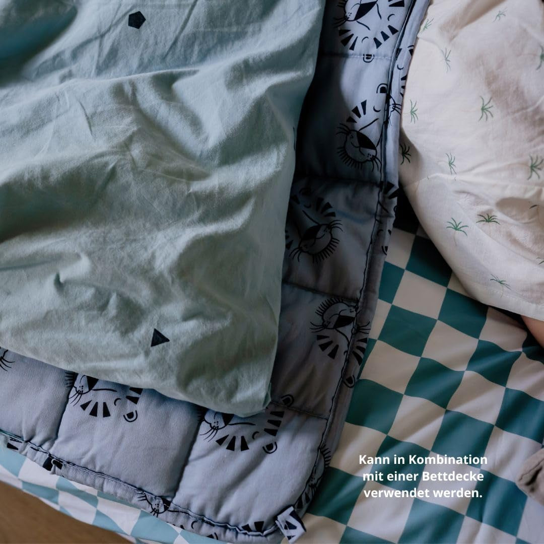 Zatížená dětská deka | 3,5 kg | 100X150cm | Terapeutická deka | Vážené přikrývky | Těžká přikrývka (obličej modrého tygra, 3,5 kg-100X150 cm) Postele a přikrývky BLENKZ.