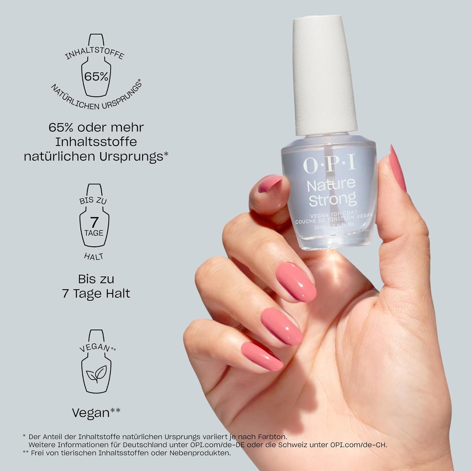 OPI Nature Strong Pink and Nude Shades - dlouhotrvající lak na nehty s inovativním, veganským složením s přírodními přísadami - pro zářivé nehty