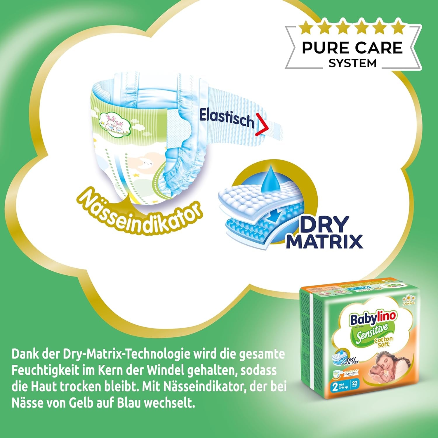 Pleny pro citlivá miminka, velikost 2, mini (3-6 kg), 192 plen