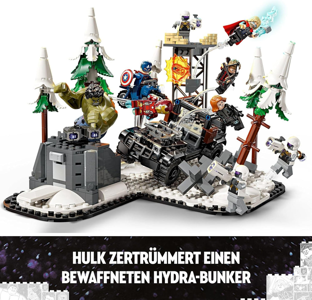 LEGO Marvel Avengers Assemble: Age of Ultron, stavějte a hrajte set s 8 minifigurkami superhrdinů, jako jsou Thor, Hulk a Iron Man, stavebnice pro chlapce a dívky, sada dobrodružství 76291 Stavebnice Besuche den LEGO-Store