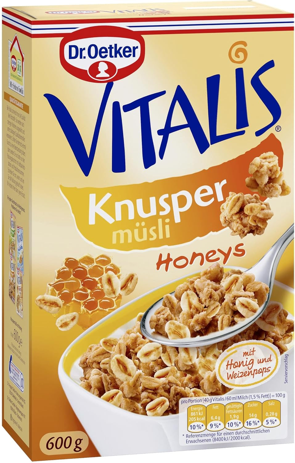 Dr. Oetker Vitalis Crunchy Flakes: Křupavé müsli s kukuřičnými lupínky a kousky mandlí, balení 5 ks (5 x 600 g)
