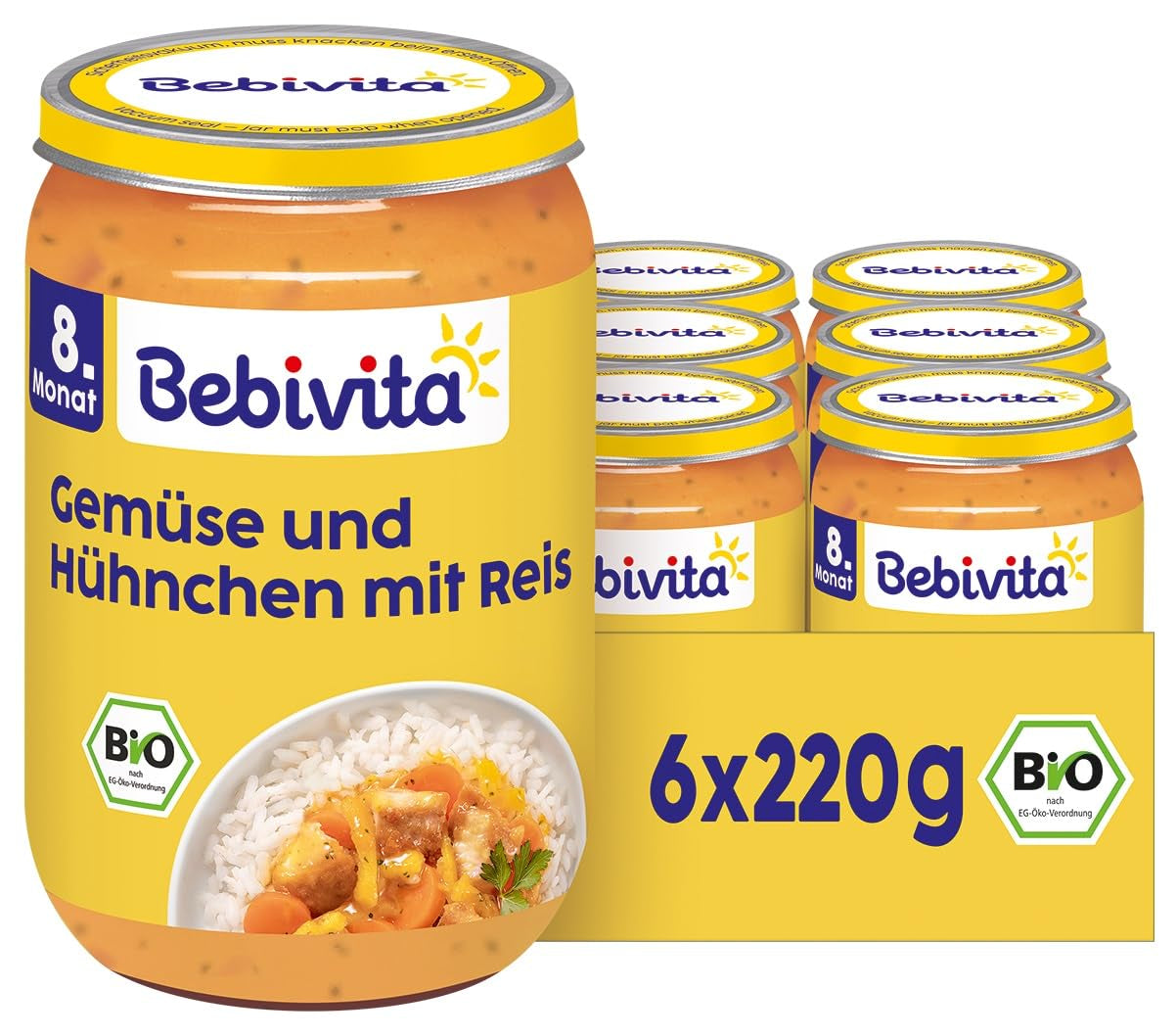 Jídla od 8 měsíců - Rýže se zeleninou a kuřecím masem, asijský způsob, 220g, balení 6 ks (6x220g)