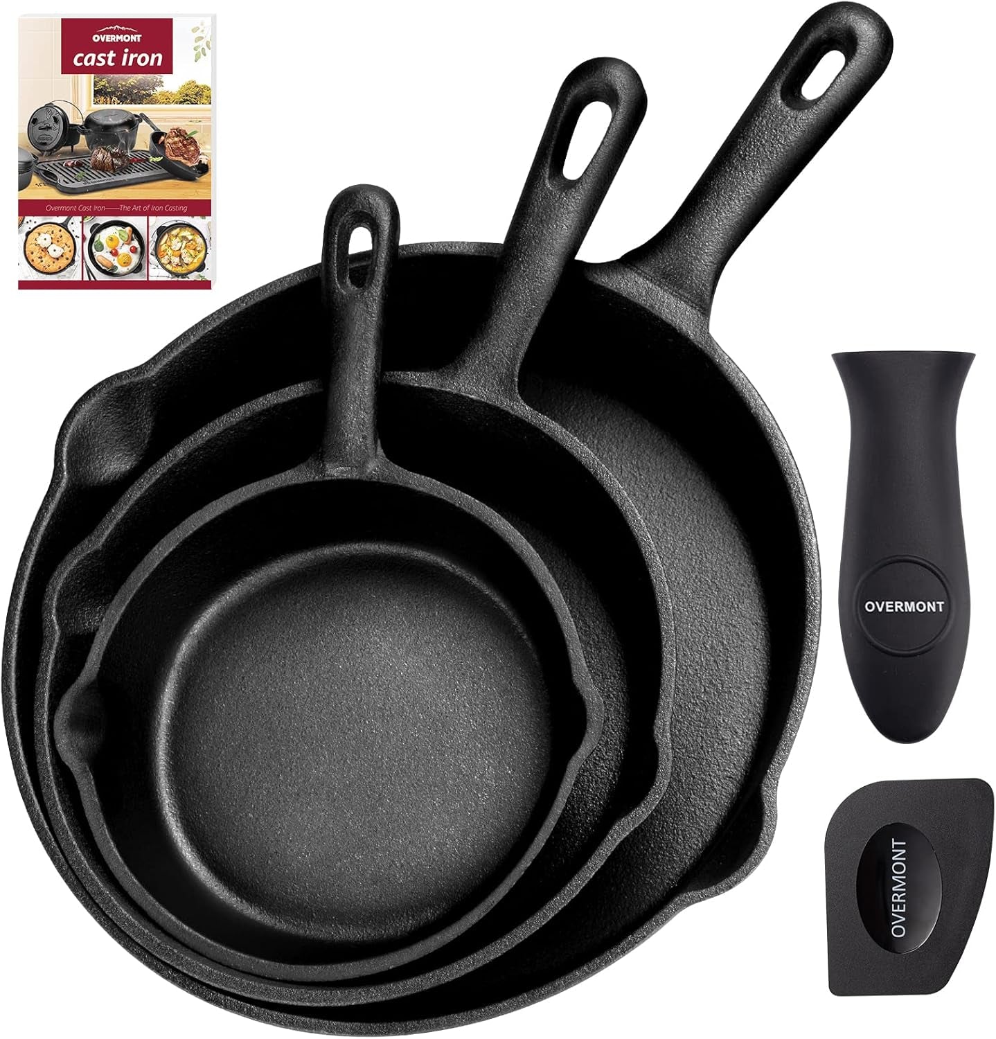 OVERMONT tigaie de grătar din fontă cu mâner Oale si Tigai Naty Shop Rotund Set de 3 piese