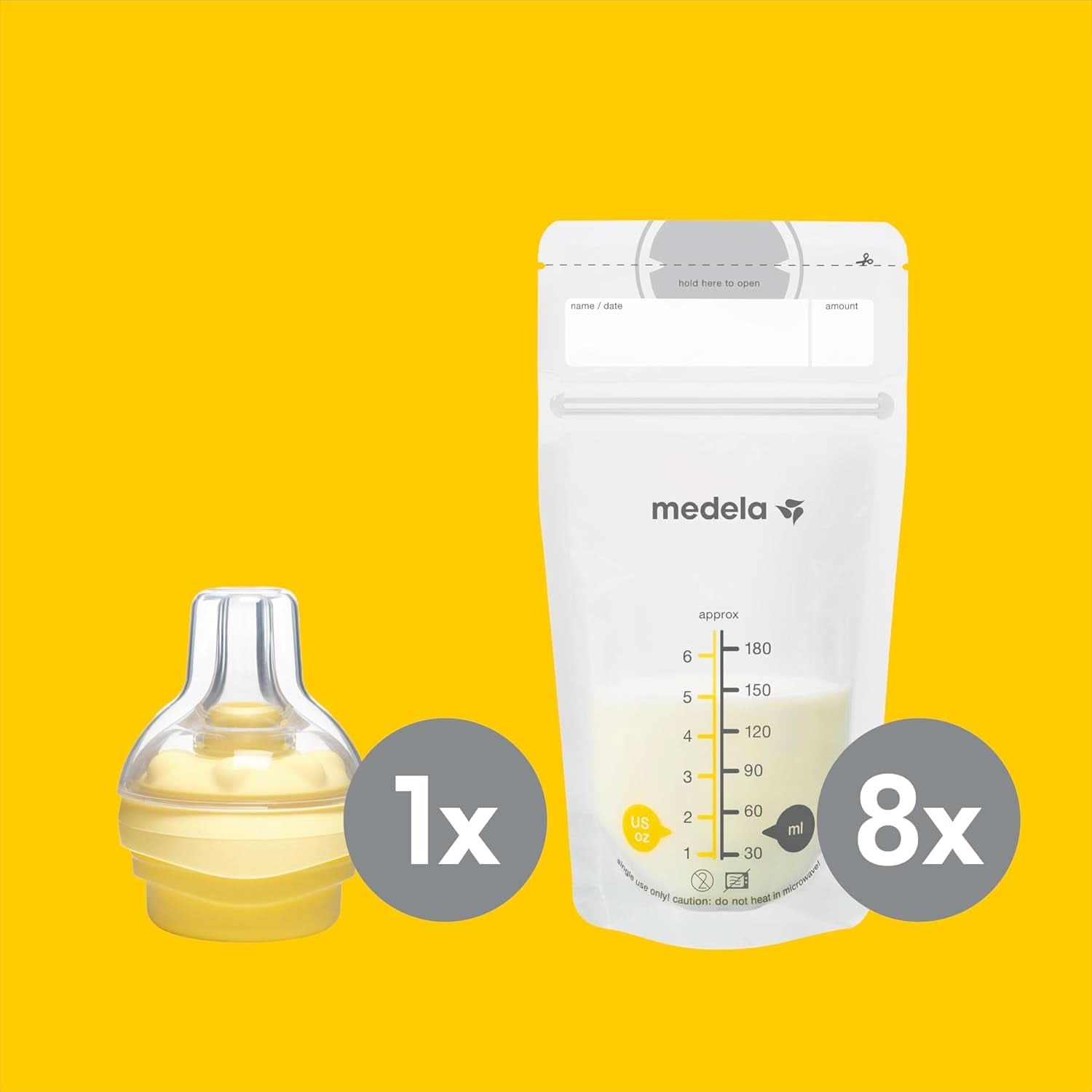Medela Store & Feed Set | Lahvičky na uskladnění mateřského mléka, dudlík Calma, sáček na mateřské mléko | Bez doplňků BPA Potraviny a kojení Bebe Naty Shop