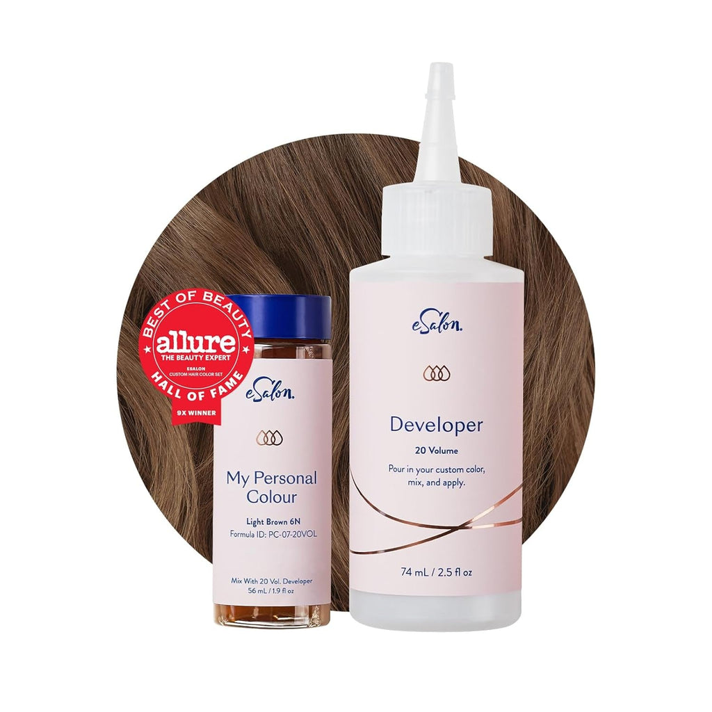 Set colorant permanent pentru păr, 100% acoperire gri, colorare la domiciliu, 0% amoniac vopsele de păr, vopsele de păr multidimensionale, vopsele de păr profesionale Vopsea pentru par Naty Shop Maro deschis 6N