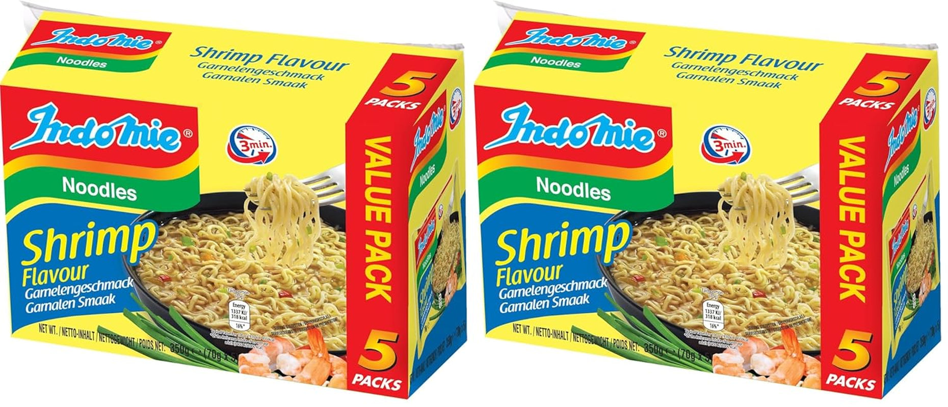 INDOMIE - Instantní nudle s krevetami, balení po 5 - (1 x 5 x 70 g)