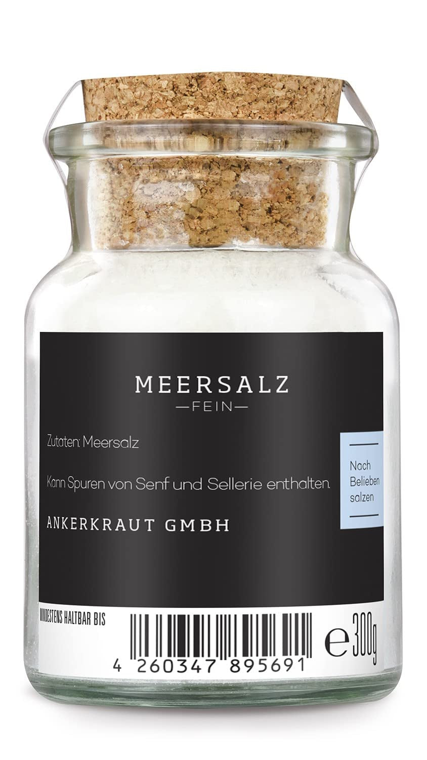 Ankerkraut Meersalz jemný, reines Salz zum kochen und würzen, 170 g v Korkenglas