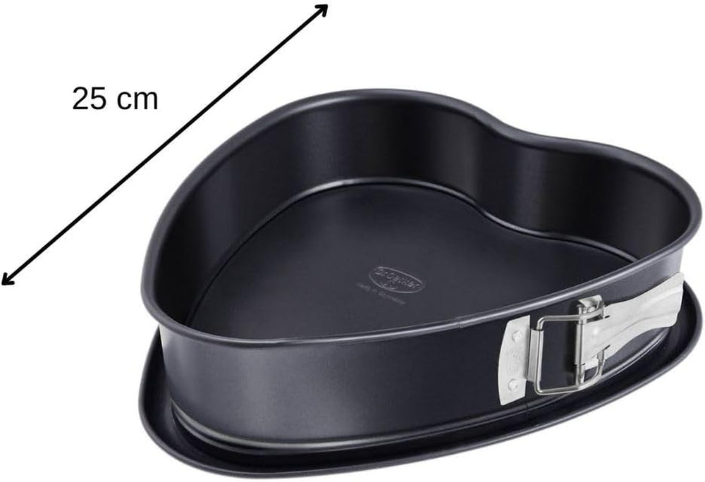 Tavă de tort Dr. Oetker în formă de inimă cu fund antiaderent, 25 cm, tavă de tort cu fund plat, tavă de copt în formă de inimă și antiaderentă din oțel cu strat antiaderent, cantitate: 1 bucată, 1479 negru