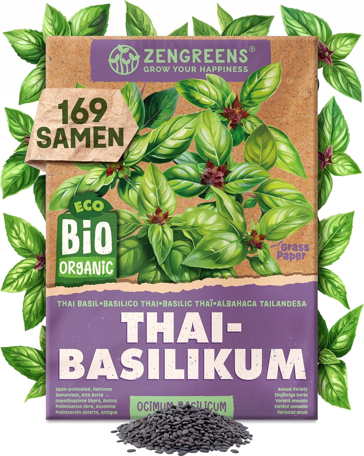 Bio semínka bazalky v sadě 6 - 6 semínek bazalky pro snadné pěstování na zahradě, na balkóně nebo na vyvýšeném záhonu - Semena rostlin - Sazenice