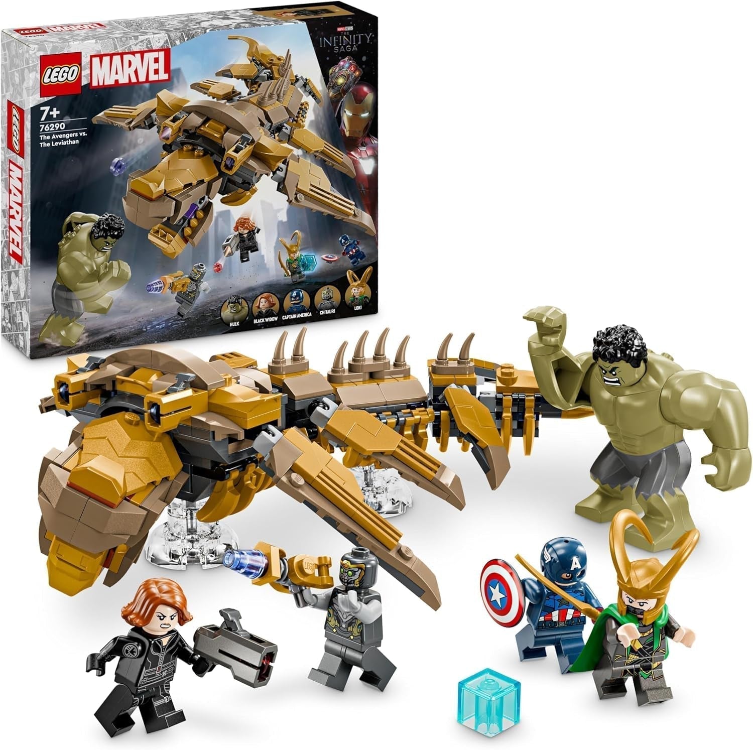 LEGO Marvel Avengers vs. Stavebnice Leviathan s minifigurkami Hulka a Kapitána Ameriky, Lokiho, Black Widow a Chitauri, sada Avengers pro chlapce a dívky 7+ 76290 Stavebnice Besuche den LEGO-Store Výchozí název