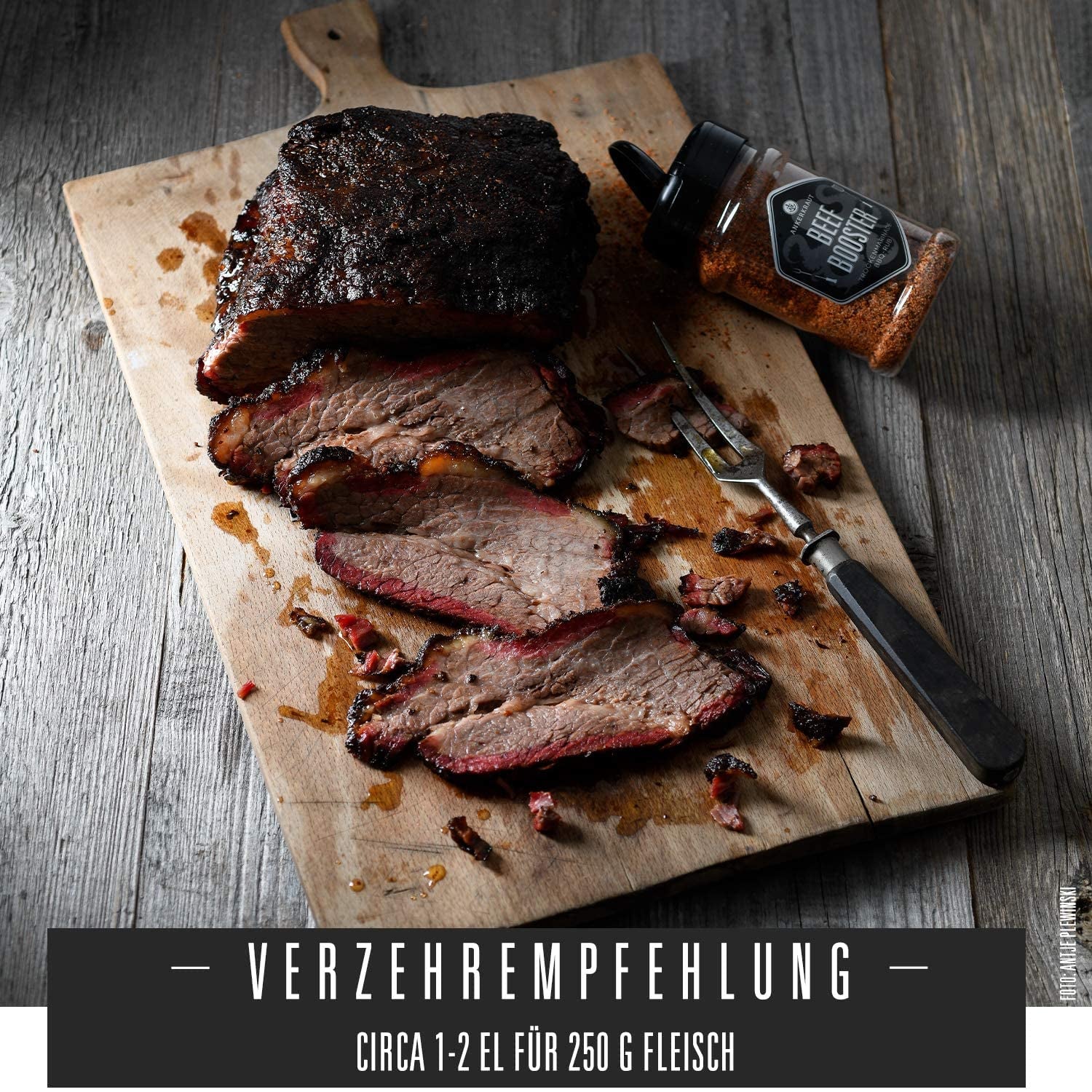 Ankerkraut Beef Booster, Rub Brisket and Steak Gewürz, Gewürzmischung für Fleisch, 230 g v Streuer