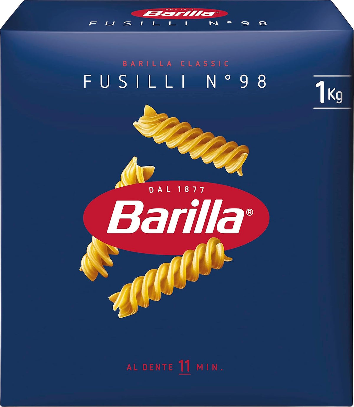 Pasta Barilla Classic Fusilli č. 98, z vysoce kvalitní tvrdé pšenice, vždy al dente, 1 kg