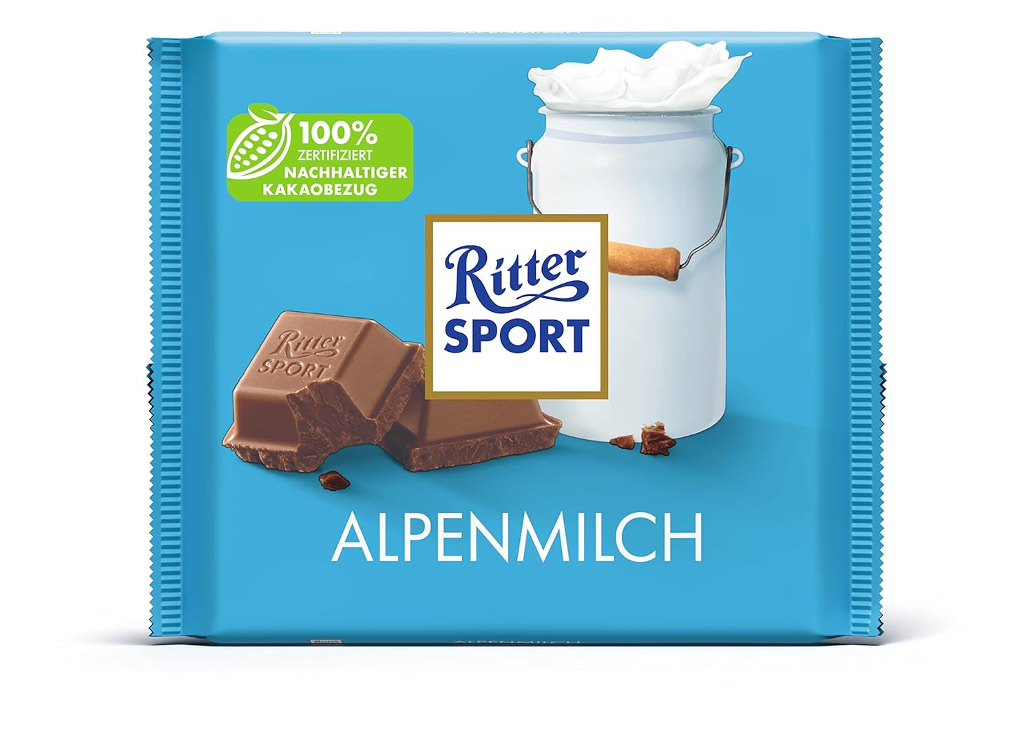 Ritter Sport 250g Alpská mléčná čokoláda, Nejjemnější plnotučná mléčná čokoláda se smetanovou chutí, Klasická čokoláda pro sdílení s přáteli, 11 tyčinek x 250 g