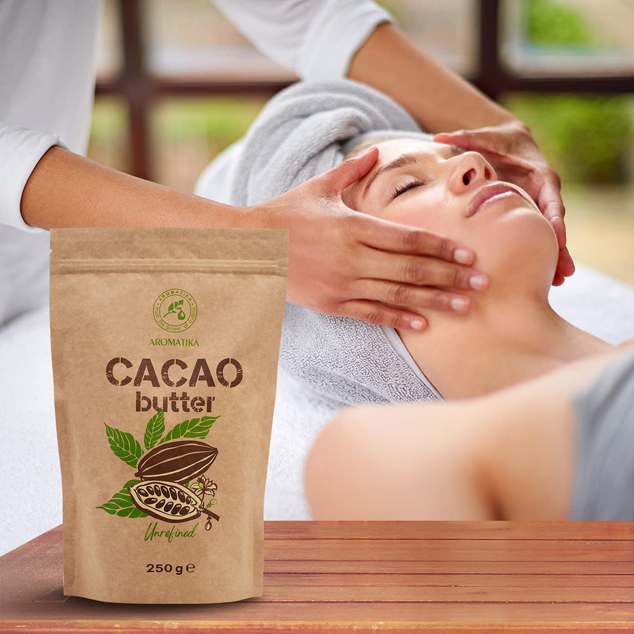 Kakaové máslo - 250 g - Theobroma Cacao - Surové kakaové máslo - Kakaové máslo in Stücken - Kaltgepresst - Unraffiniert - Rein und Naturlich - für Speisen und Hautpflege - Kakaové máslo