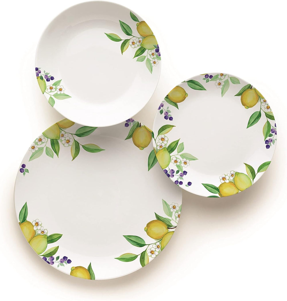 Set de veselă Excelsa Lemon, 18 piese, porțelan, alb/lămâie