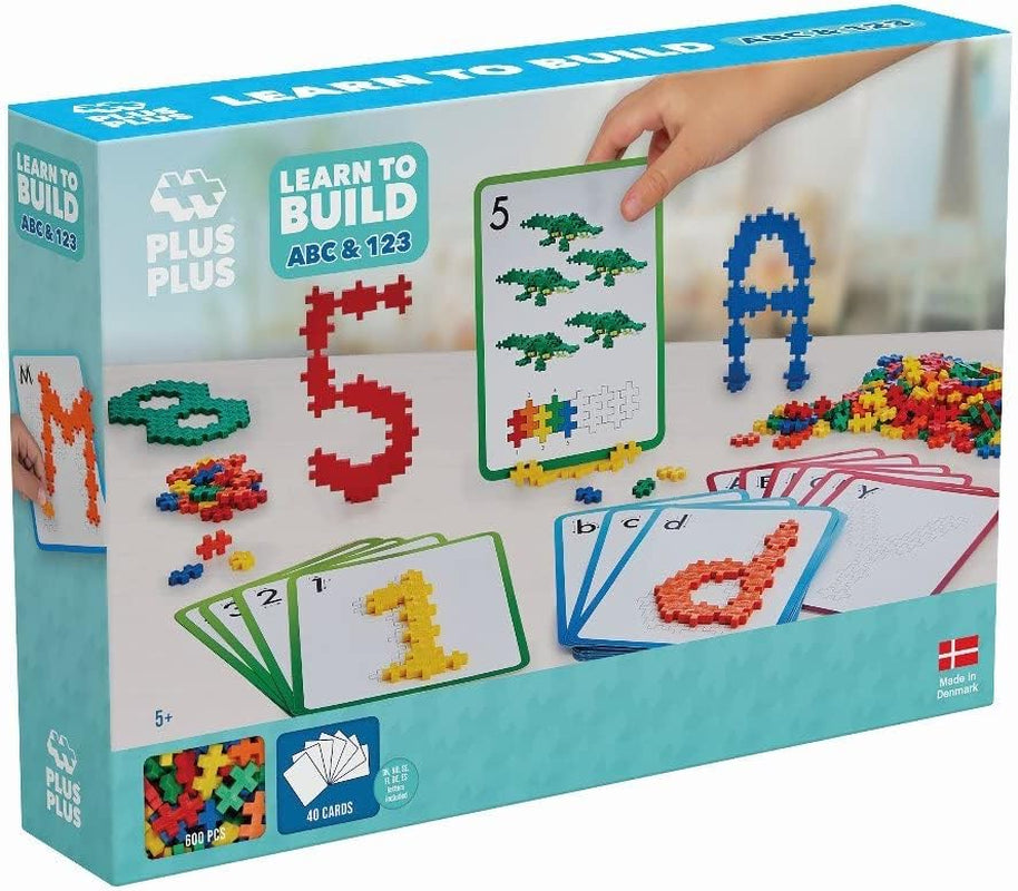 Plus-Plus 9603909 Geniales Konstruktionsspielzeug, Naučte se stavět, ABC & 123, Kreativ-Bausteine, 600 Teile