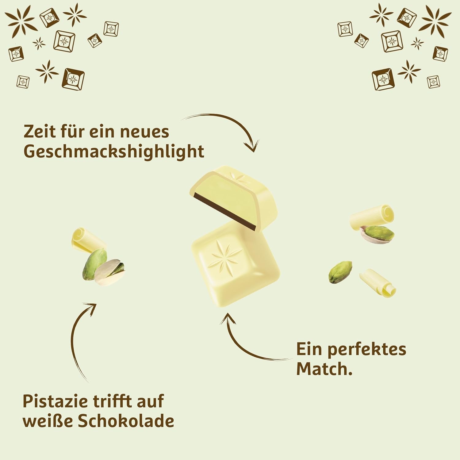 Schogetten bílé pistácie | Bílá čokoláda s pistáciovou krémovou náplní | 100 g | Pohodlně porcované (balení po 3 kusech)