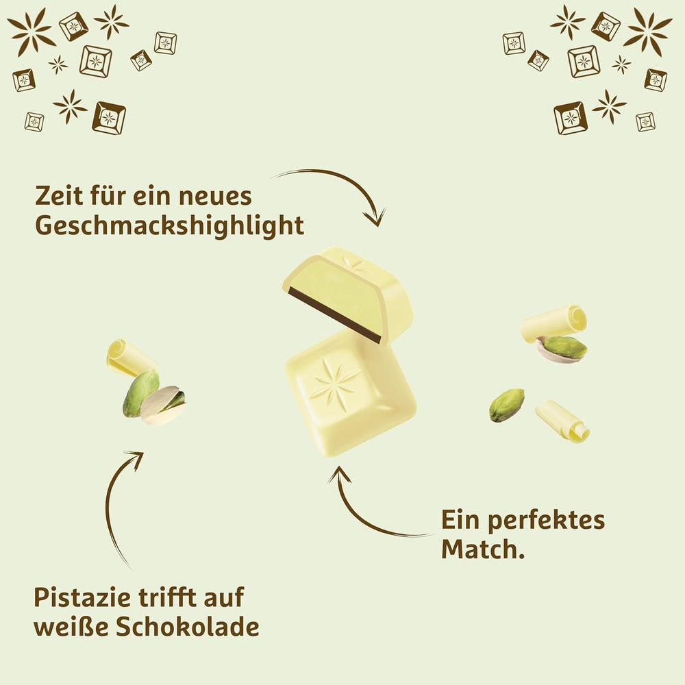 Schogetten bílé pistácie | Bílá čokoláda s pistáciovou krémovou náplní | 100 g | Pohodlně porcované (balení po 3 kusech)