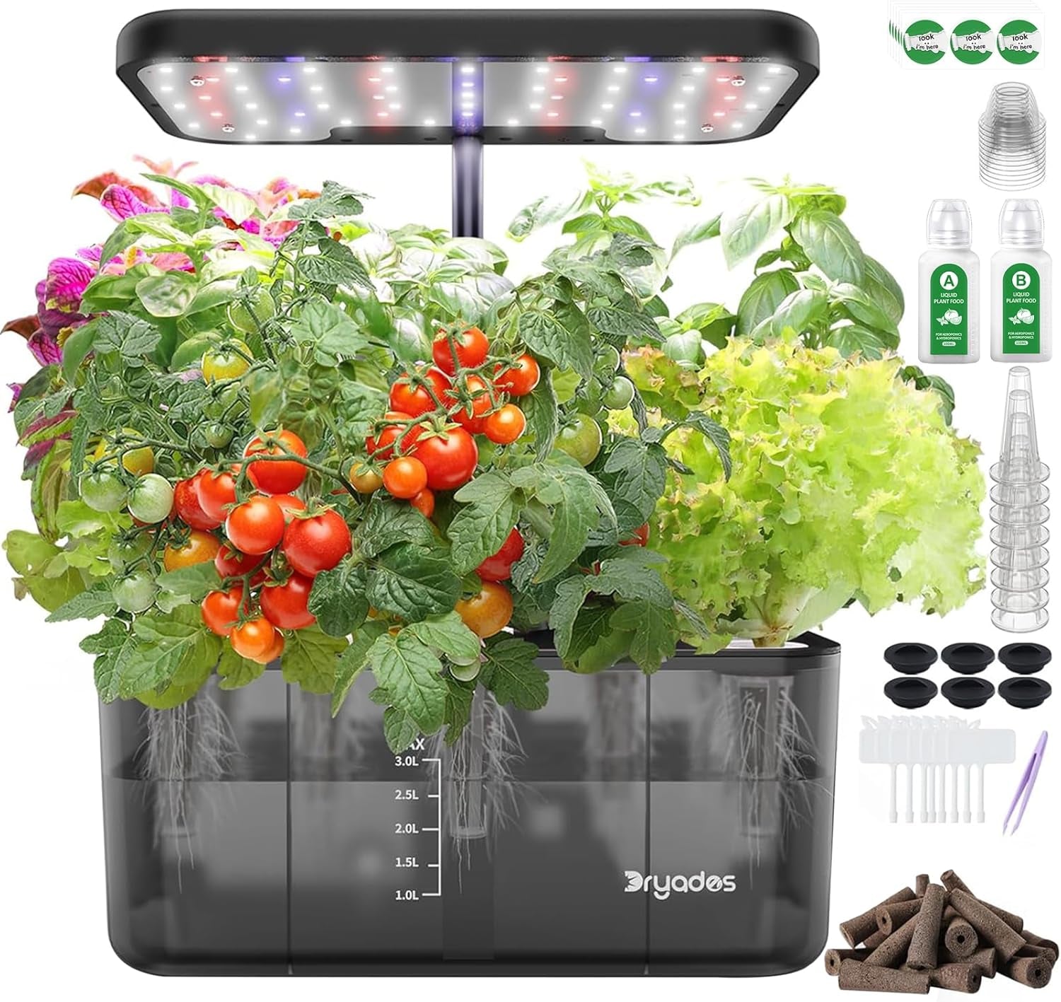 Hydroponic Grow System: 8 kapslí, 24W Full Spectrum LED Lamp s upozorněním na nízkou hladinu vody | Vnitřní zahrada pro kuchyň, obývací pokoj, školu | Tip na dárek pro amatérské zahradníky