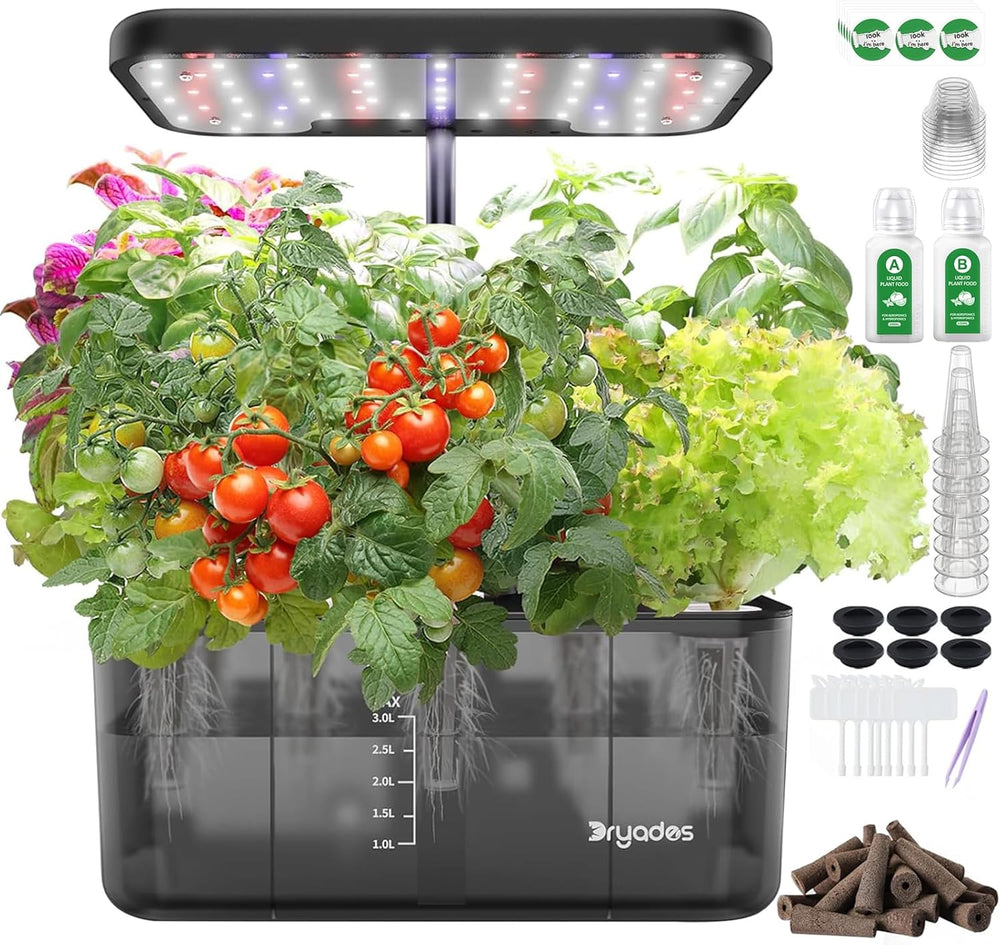 Hydroponic Grow System: 8 kapslí, 24W Full Spectrum LED Lamp s upozorněním na nízkou hladinu vody | Vnitřní zahrada pro kuchyň, obývací pokoj, školu | Tip na dárek pro amatérské zahradníky