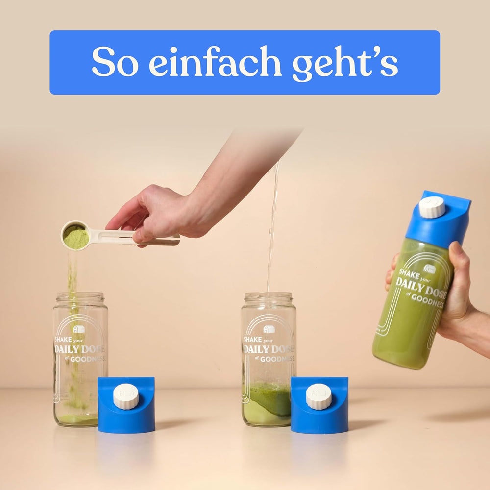 Blue Farm Bio Matcha Oat Latte auf Haferbasis ohne Zuckerzusatz - Mit dem Vitalpilz Lion's Mane - Vegan - bez laktózy a lepku (300 g, Matcha)