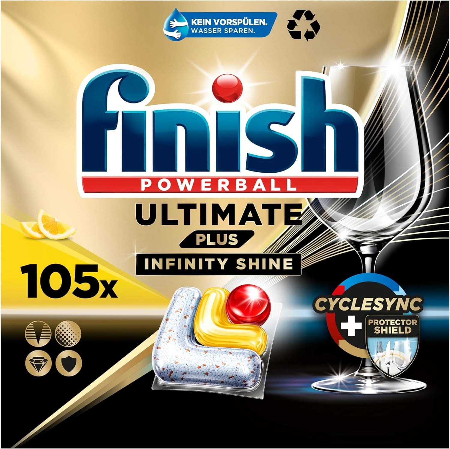Finish Ultimate plus Infinity Shine Citrusové tablety do myčky - tablety do myčky, intenzivní čištění - 105 kapslí, Lemon Naty Shop 105 kapslí