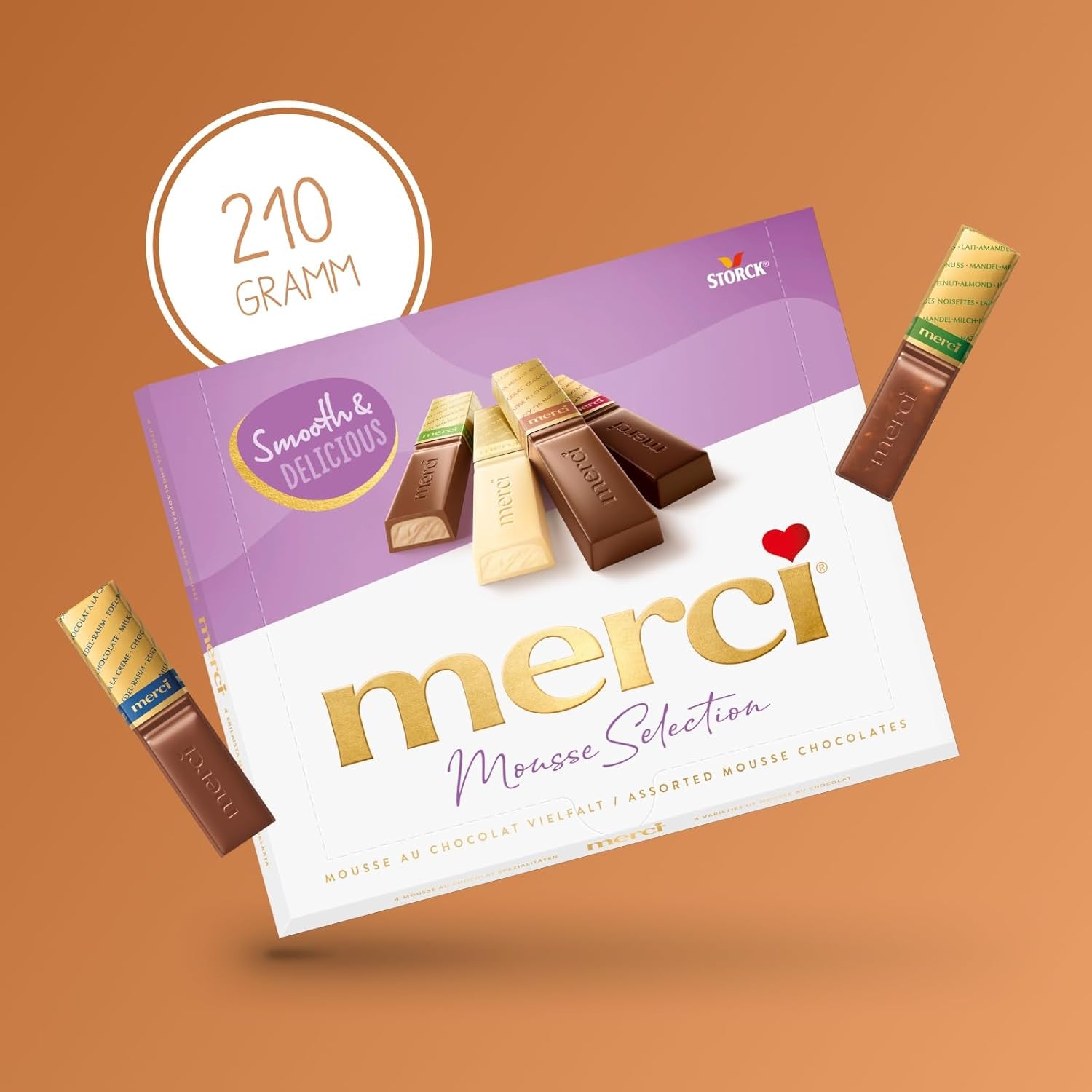 merci Finest Selection Mousse au Chocolat Variety – 1 x 210 g – Speciality Vynikající čokoládová pěna – Plněné i neplněné pralinky