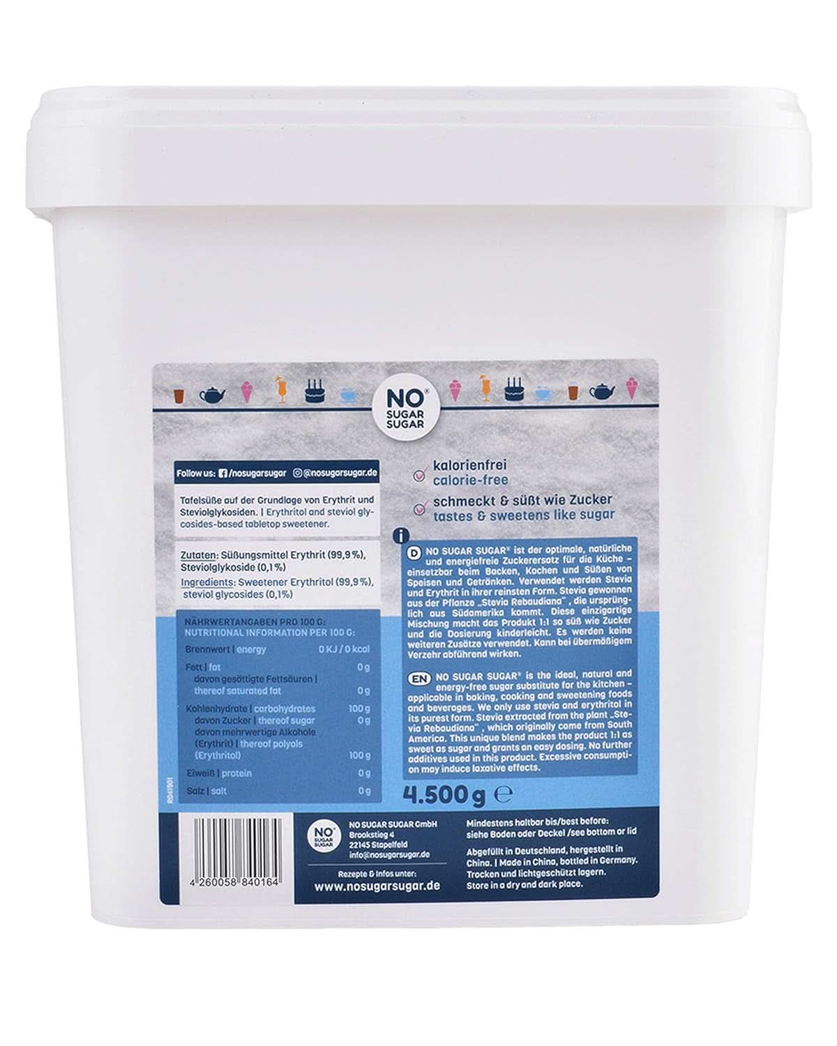 BEZ CUKRU, Erythritol + Stévie Přírodní náhražka cukru bez kalorií 1:1 sladkost oproti cukru, bez příchutě, 4,5 kg Sladidla Naty Shop