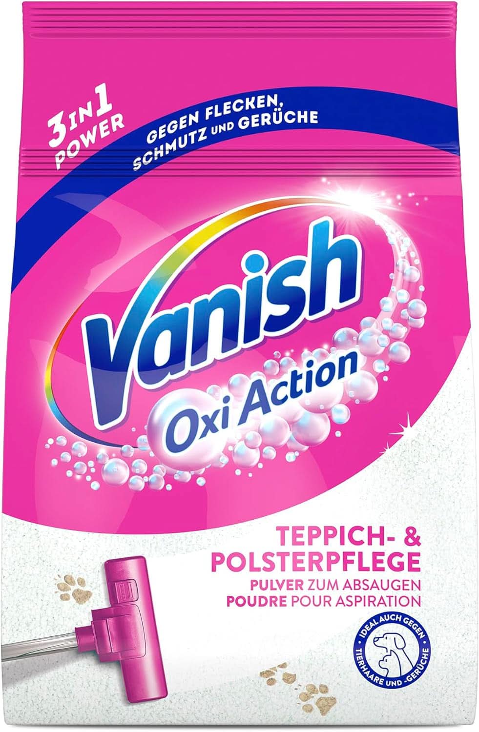 Vanish Oxi Action prášek na čištění koberců a čalounění - 1 X 820 G - Čistí velké plochy koberců a čalounění od špíny, zápachu a prachu Prací prostředky Naty Shop