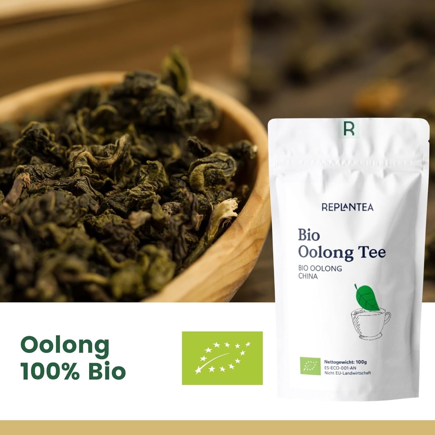 Ceai Oolong Bio 100 G (50 de cești) | Ceai Tie Guan Yin Oolong REPLANTEA