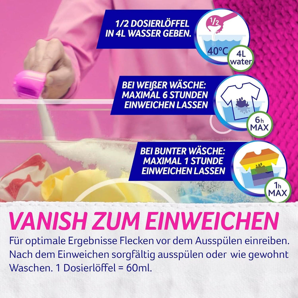 Vanish Oxi Action Powder Pink - 1,125 Kg - prášek na odstranění skvrn a zlepšení prádla bez chlóru - na barevné prádlo Prací prostředky Naty Shop
