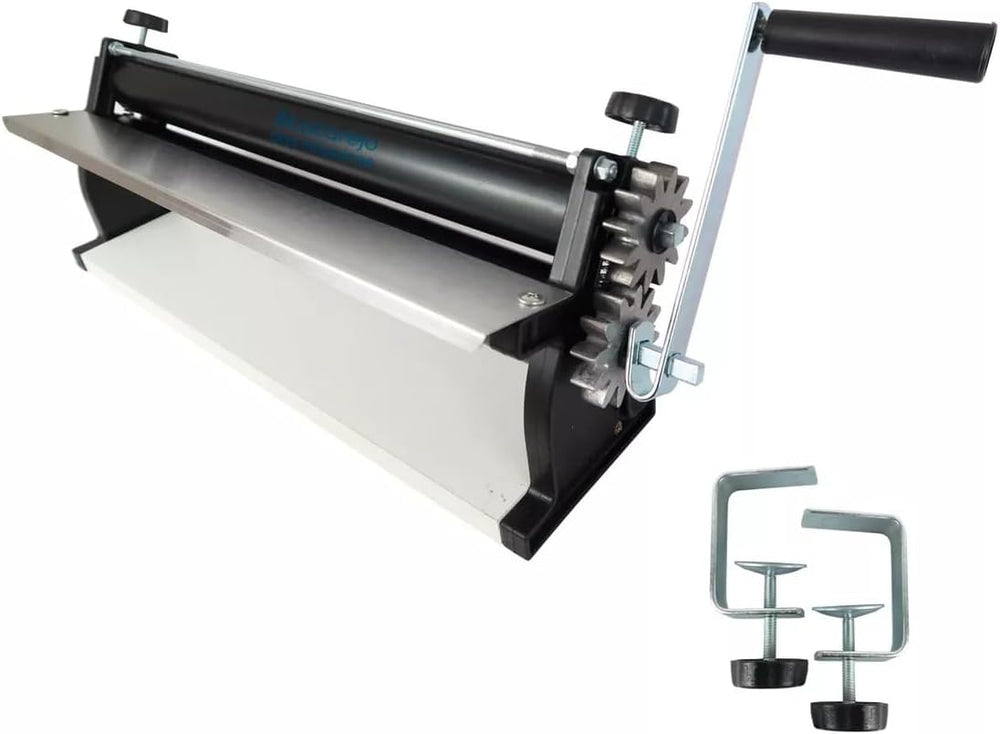 DKN Stroj na těsto na pizzu s ruční klikou, 48,8 cm, Stroj na nudle, Teigfolie s Anti-Haft Rolls a Dicken Control – Konstrukce z masivního Stahl und Aluminium