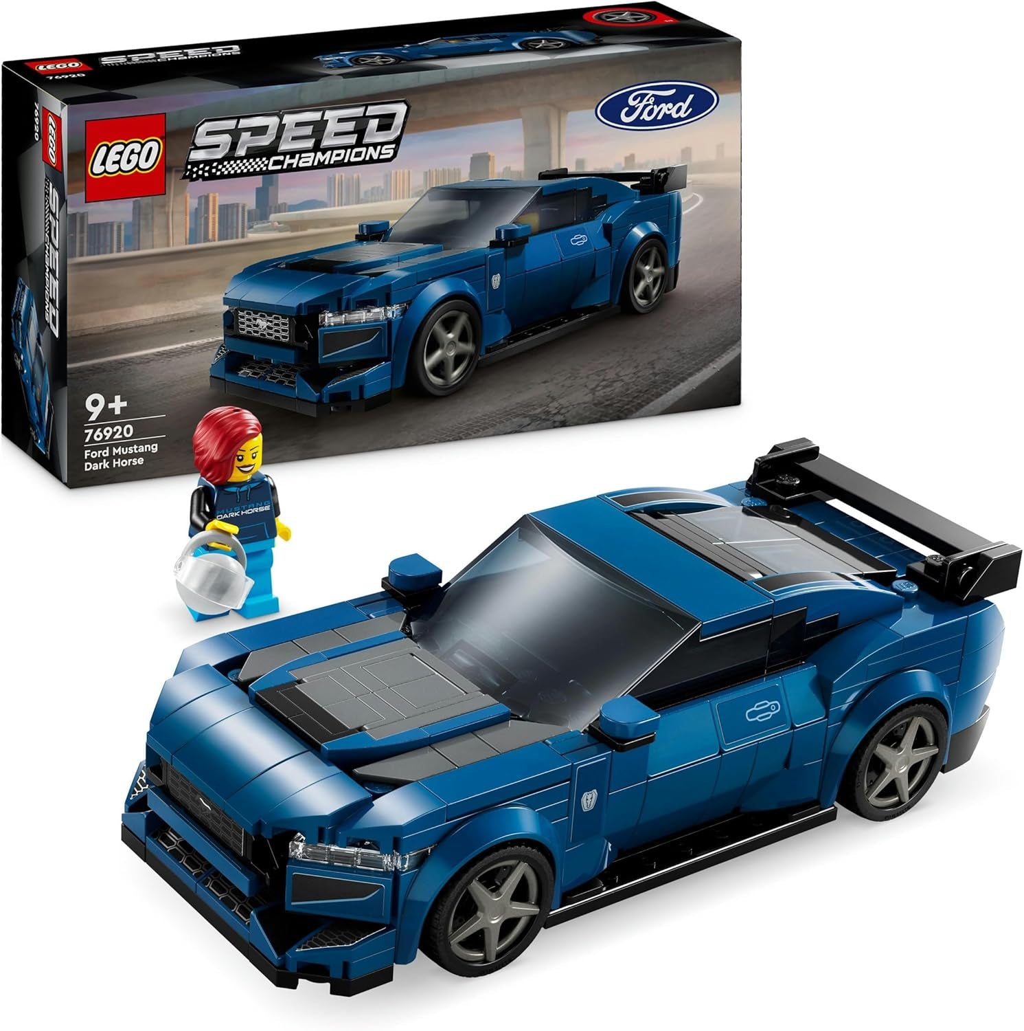 LEGO Speed Champions Minifigurky sportovních aut Ford Mustang Dark Horse Hračka pro děti ke stavění, hraní a vystavování, dárek pro chlapce, dívky a fanoušky aut od 9 let 76920 Stavebnice Besuche den LEGO-Store Singur