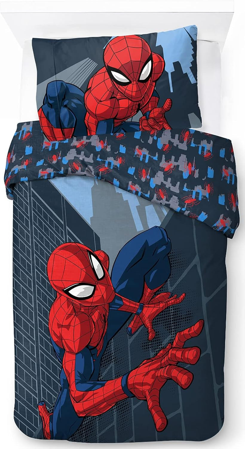 Povlečení pro děti, unisex, princezny a superhrdiny, 100% bavlna Povlečení pro děti Naty Shop Blue - Spiderman 135X200/50X70 (2 kusy)