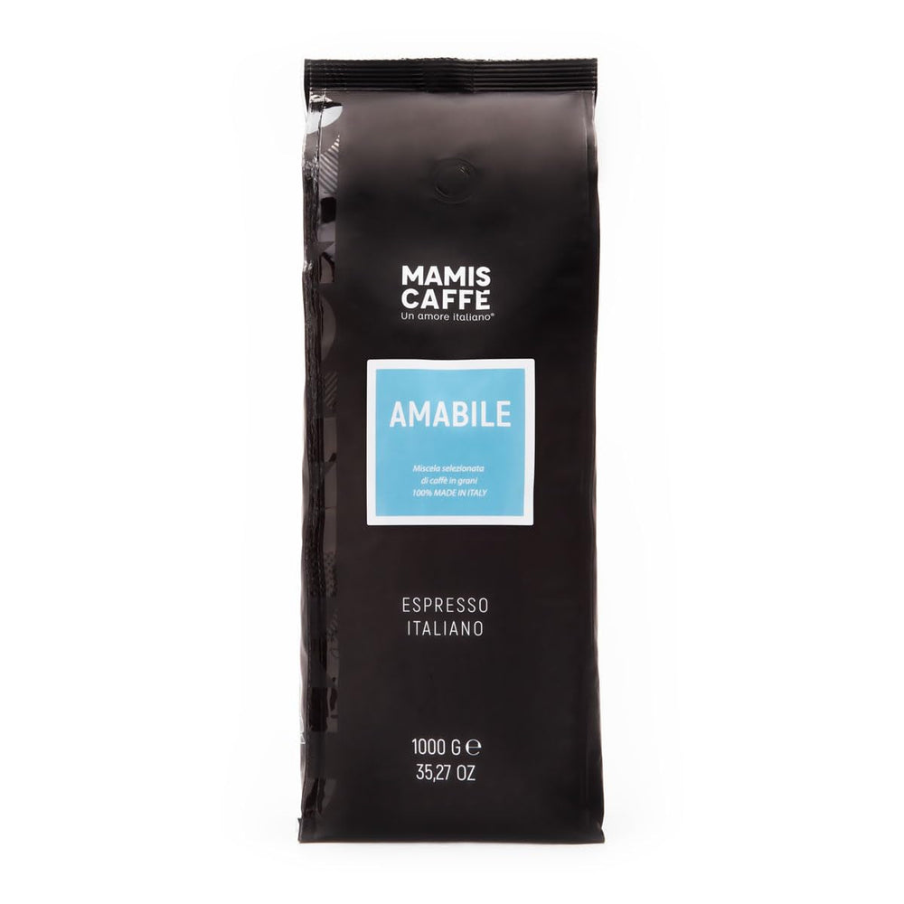 Mamis Caffè Amabile - Boabe espresso întregi - Cafea prăjită mediu cu nuanțe dulci - Espresso italian cu cremă groasă Cafea Naty Shop 1 Kg Boabe întregi