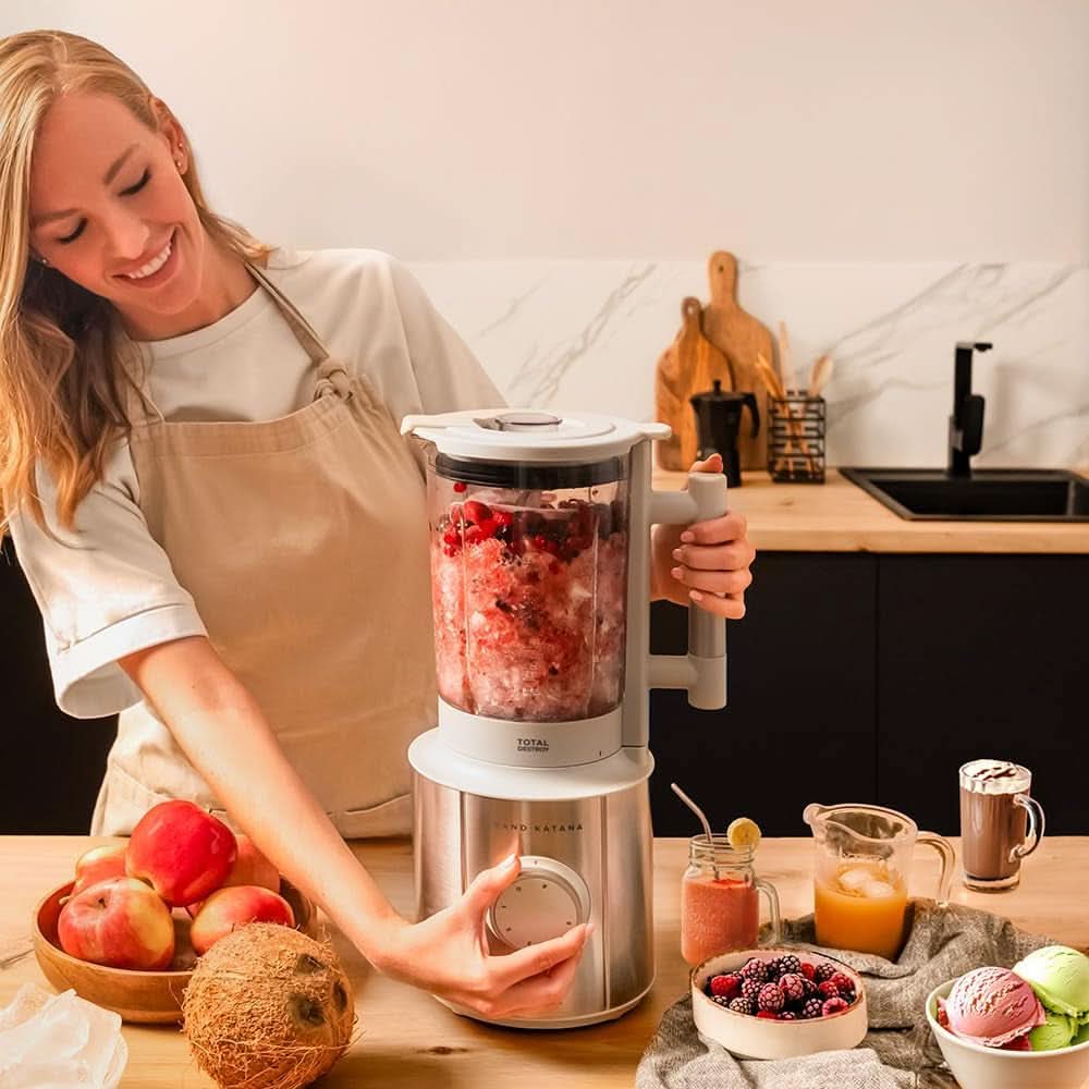 Cecotec Standmixer Grand Katana 2700MAX Total Destroy W. Maximalleistung 2700W, Gegenläufige Technologie, 8-Klingen-Messer Mit Schwarzer Titanbeschichtung, Thermoresistenter Krug 1,8L Mother and Child Naty Shop